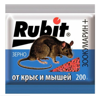 Защита от грызунов, зоокумарин+ зерно 200гр 24983 Rubit  